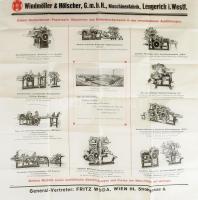 cca 1910-20 Windmöller & Hölscher GmbH, német gépgyártó üzem reklám plakátja, pauszpapír, hajtásnyomokkal, apró lapszéli sérülésekkel (lyukakkal), 53×54,5 cm