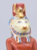 1939, Herendi Sekhmet votív szobor. Terv.: Gácser Kata. Kézzel festett, jelzett, hibátlan, m: 10,5 c...