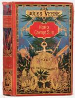 Jules Verne Nord Contre Sud. Paris, é.n. Hetzchel 83 fametszettel és egy térképpel. Kiadói, laza egészvászon kötésben, hátsó előzéklap nélkül, néhány lap kijár.