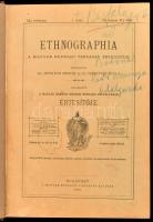 1910 Ethnographia XXI. évfolyam első fél év számai bekötve félvászon kötésben