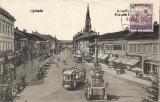 Újvidék, Novi Sad; Kossuth Lajos utca, villamos, Hohlfeld kiadása / street, tram, TCV card (EK)