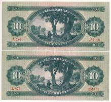 1949. 10Ft (2x) "A 476 251116 - A 476 251117" sorszámkövetők, egyiken nyomdai papírránc T:...