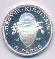 1938. 5P Ag "Szent István" Artex-veret(?) kapszulában T:AU (eredetileg P) Adamo P8.1