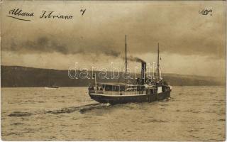 Abbazia, Opatija; ISTRIANO egycsavaros tengeri személyszállító gőzhajó / Hungarian passenger steamship. photo (fa)