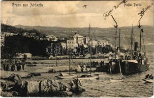 Abbazia, Opatija; PETAR ZRINSKI és ISTRIANO tengeri gőzhajó / Hungarian passenger steamships (ázott / wet damage)