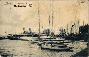 Abbazia, Opatija; Molostudie / hajók / steamships (ázott / wet damage)