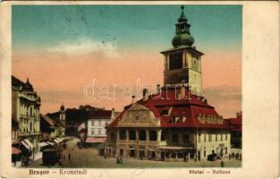 1930 Brassó, Kronstadt, Brasov; Sfatul / Rathaus / town hall, urban railway, train / Városház, kisvasút, vonat, városi vasút (Rb)