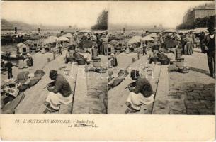 Budapest V. Pesti rakparti piac, árusok. sztereó képeslap / L&#039;Autriche-Hongrie, Le Marché. stereo postcard