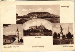 1938 Somlóvásárhely, Somlóhegy, várrom, római katolikus templom, hősök szobra (EK)