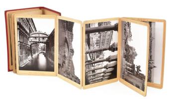 1893 Venezia / Velence, 12 db keményhátú fotót tartalmazó leporelló, dekoratív egészvászon-kötésben,...