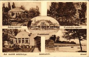 Balatonlelle, Katolikus tanítók üdülőtelepe, Bakay nyaraló, Postahivatal, Wolnhoffer nyaraló, villa, strand (EK)