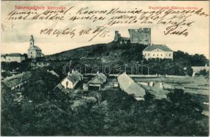 1912 Nagykövesd, Velky Kamenec; Sátoraljaújhely környéke, Rákóczi vár, Fischer kastély. Haladás könyvnyomda kiadása / castle ruins, castle