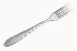 12 darabos süteményes villa szett, jelzett, kissé sérült dobozában, h: 15 cm