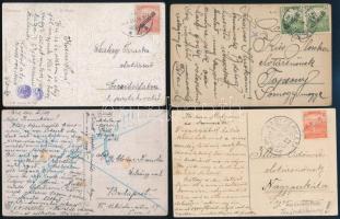 1919 4 db Magyar Tanácsköztársaság idején feladott képeslap, közte egy visszaküldött
