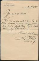 1920 A Békéscsabai Casino-Egylet levele Szmodics László főhadnagynak tagfelvétel tárgyában, fejléces levélpapíron, borítékkal