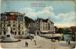 1915 Ljubljana, Laibach; Marijin trg / Marienplatz / square (worn corners)