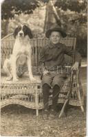 1947 Vadásztársak / Hunting dog with hunter boy. photo (EM)