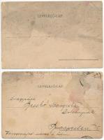 2 db régi hosszú címzéses kézzel rajzolt állatos képeslap: zsiráf és strucc, Kerékffy G. szignóval /...