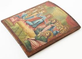 1800, Moldova, Ikon. Jézus az apostolokkal. Felújított, kopással, 36x31 cm