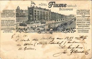 1912 Budapest I. Fiume szálló szecessziós reklámja villamosokkal (fa)