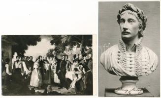 17 db MODERN motívum képeslap: magyar költők és írók / 17 modern motive postcards: Hungarian poets a...