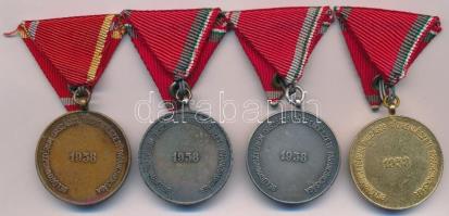 1958. "V Éves Önkéntes Tűzoltói Szolgálatért" bronz kitüntetés mellszalagon + "X Éves...