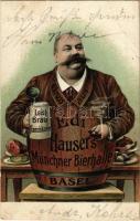 1905 Gruss aus Edi Hauser&#039;s Münchner Bierhalle, Basel. Leistbräu Franziskaner / Svájci sörcsarnok reklámja / Swiss beer hall&#039;s advertisement (EB)