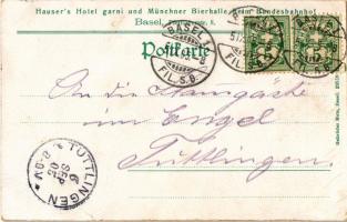 1905 Gruss aus Edi Hauser's Münchner Bierhalle, Basel. Leistbräu Franziskaner / Svájci sörcsarn...