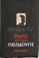 Dante Könyvkiadó Emlékkönyve. 1919-1935. Szerk.: Benedek Marcell. Bp., 1936, Dante. Kiadói illusztrált papírkötés, kopott, kissé sérült borítóval.