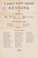cca 1890 A ,,kispesti kaszinó" tagjainak névsora, rajta ceruzás aláírással, hajtva, 47x30 cm