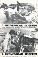 cca 1978 ,,A medvefókák szigetén" című szovjet film jelenetei és szereplői, 6 db produkciós filmfotó (vitrinfotó, lobbyfotó) nyomdatechnikával sokszorosítva kartonpapírra, egyoldalas nyomással, a használatból eredő (esetleges) kisebb hibákkal, 18x24 cm