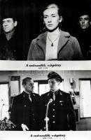 cca 1989 előtti ,,A második vágány" című NDK film jelenetei és szereplői, 7 db vintage produkciós filmfotó (vitrinfotó, lobbyfotó) ezüst zselatinos fotópapíron, a használatból eredő (esetleges) kisebb hibákkal, 18x24 cm