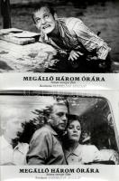 cca 1975 ,,Megálló három órára" című szovjet film jelenetei és szereplői, 17 db vintage produkciós filmfotó (vitrinfotó, lobbyfotó) ezüst zselatinos fotópapíron, a használatból eredő (esetleges) kisebb hibákkal, 18x24 cm