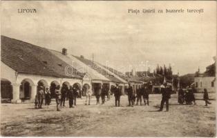 Lippa, Lipova; Piata Unirii cu bazarele turcesti / Fő tér és török bazár üzletek / main square and Turkish shops (Rb)