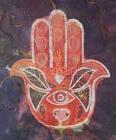 Jelzés nélkül: Kéz szimbólum. Vegyes technika, vászon. Dekoratív, szecessziós, kissé sérült fakeretb...