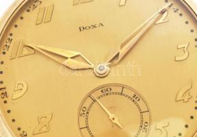 14K arany (Au) nyitott Doxa zsebóra. Hibátlan számlappal, jól működő szerkezettel, az arany keret sé...