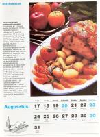 1985-1988 Szakácskönyv naptárral, 4 db falinaptár színes fotókkal és receptekkel, helyenként kissé f...