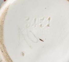 Szecessziós süteményszervírozó szett, tálca + 6 db kínálótál, magastüzű mázakkal festett finomfajans...