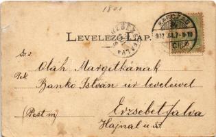 1902 Karcag, Római katolikus templom, Takarékpénztár, Városháza, Társaskör, Artézi kút. Sződi S. kia...