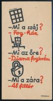 Diana fogkrém számolócédula, Macskássy János (1910-1993) grafikája