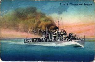 1916 SMS STREITER az Osztrák-Magyar Haditengerészet Huszár-osztályú rombolója / K.u.K. Kriegsmarine Torpedoboot / Austro-Hungarian Navy Huszár-class torpedo destroyer SMS Streiter. C. Fano Pola 1915/16. 38. (EB)