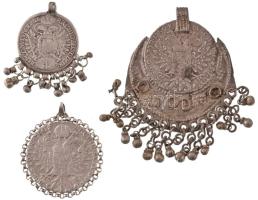 3db medállá alakított Ag osztrák érme, közte Ausztria 1724. 1/2 Tallér Ag "III. Károly" Ti...