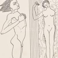 Kozma Lajos (1884-1948): Emelkedés. Cinkográfia, papír, jelzett a cinkográfián, paszpartuban, 19×16 ...