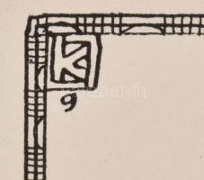 Kozma Lajos (1884-1948): Emelkedés. Cinkográfia, papír, jelzett a cinkográfián, paszpartuban, 19×16 ...