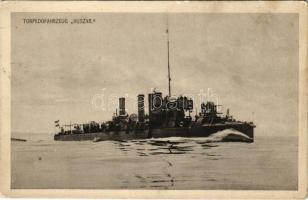 1915 SMS HUSZÁR az Osztrák-Magyar Haditengerészet Huszár-osztályú rombolója / K.u.K. Kriegsmarine Torpedofahrzeug / Austro-Hungarian Navy torpedo destroyer. Phot. A. Beer, F.W. Schrinner 1914. + &quot;K.u.k. Marinespitalskommando Pola&quot; (EK)