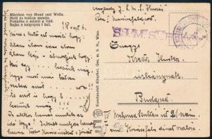 1918 Tábori posta képeslap S.M.S. Huszár