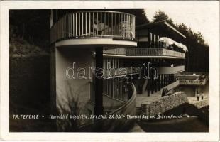 1937 Trencsénteplic, Trencianske Teplice; Thermálné kúpaliste Zelená Zába / Thermal Bad am Grünen Frosch / termálfürdő / thermal bath, spa