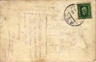 1926 Trencsénteplic, Trencianske Teplice; Caffee Grand Hotel nagyszálloda és kávéház terasza vendége...