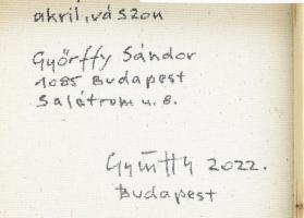 Győrffy Sándor (1951-): Kapu 16, 2022. Akril, vászon, jelzett a hátoldalán. 20×20 cm