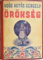 Koós Hutás Gergely: Örökség. Regény. I-II. köt. [Egy kötetben.] Bp., 1943., Koós H. G. Átkötött félvászon-kötés, az eredeti elülső illusztrált papír védőborítót az elülső borítóra kasírozták, kopott borítóval, néhány lap szakadt.